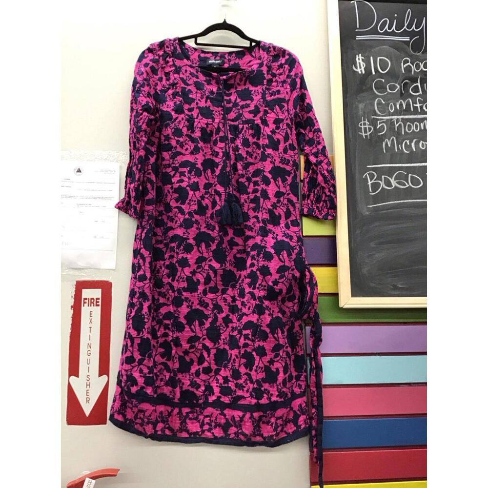 Studio park midi dress patterned pink navy size small tall new from qvc